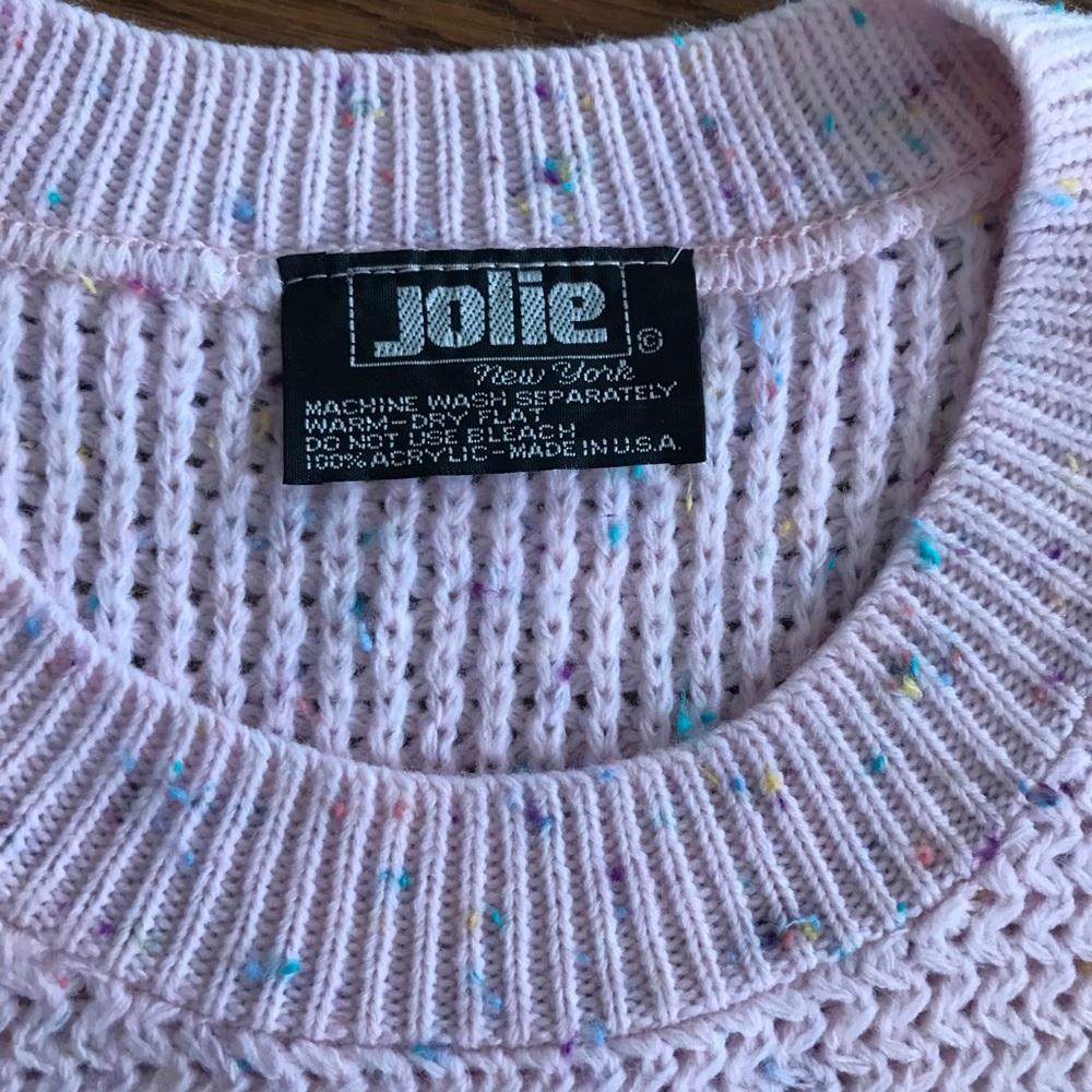 80s vintage sleeveless sweater pastel pink M L - Picture 4 of 7